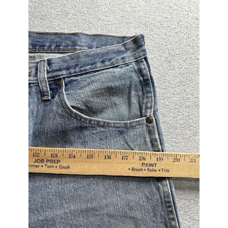 VTG Wrangler Blues WB902GI Jeans Mens 33x32 Blue Denim Light Wash Straight Leg image 6
