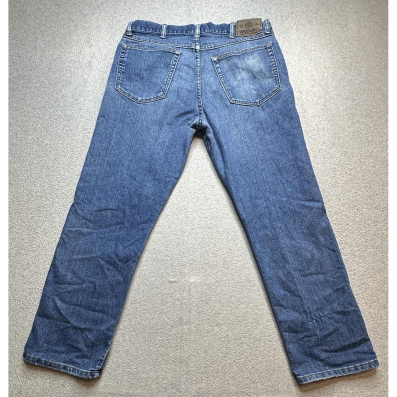 Wrangler authentische Jeans Herren 34x29 (32x27) Medium Wash Blau Denim mit geradem Bein Bild 2