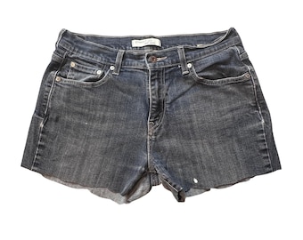 Vintage Levi's 505 Jean Shorts Womens 10 Short Blue Cut Off Raw Hem Denim Y2K