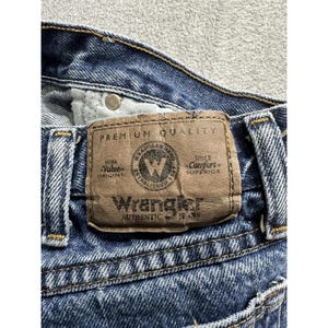 VTG Wrangler Jeans Mens 36x32 Blue Authentic Five Pocket Straight Denim 96501MR image 4