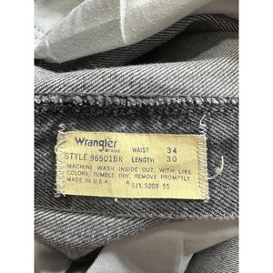 Vintage Wrangler Jeans Mens 34x30 Black Straight Leg Made in USA 90s 96501BK image 2
