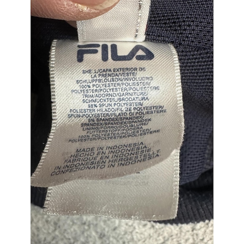 Giacca a vento vintage Fila da uomo, blu, con mezza zip, foderata, stile sportivo immagine 4