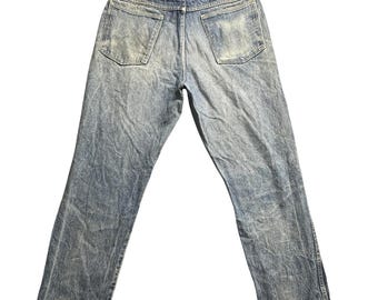 VTG Wrangler Rugged Wear Jeans Mens 34x30 Blue Denim Workwear Straight 35100MN