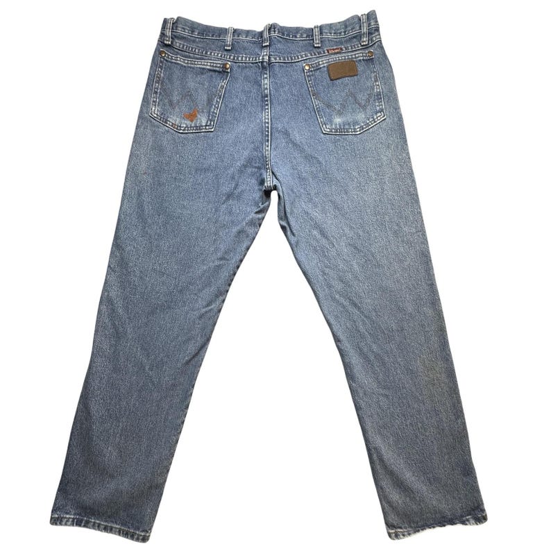 Wrangler Jeans Mens 38x32 (37x30) Blue Relaxed Straight Leg Fit 3MWZGK Denim image 1