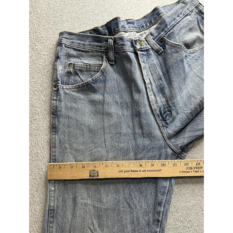 VTG Wrangler Blues WB902GI Jeans Mens 33x32 Blue Denim Light Wash Straight Leg image 8