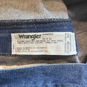 Wrangler Jeans Herren 32x30 Blau 936DEN Cowboy Cut Slim Fit Rigid Denim Western Bild 3