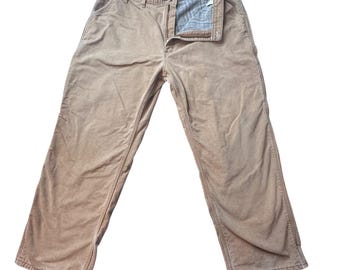 Carhartt Work Pants Mens 44x30 Brown B111 BRN Dungaree Fit Flannel Lined Canvas