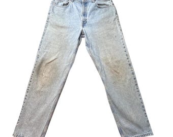 Vintage Levi's 550 Jeans Mens 36x32 (34x31) Light Wash Relaxed Fit Tapered Denim
