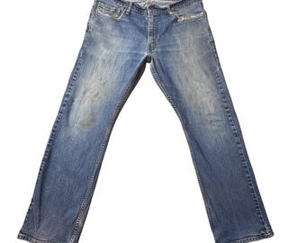 Jean Levi's 514 pour homme 36 x 30 (35 x 28) bleu slim droit denim vieilli