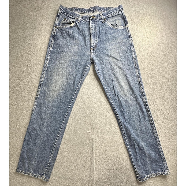 Wrangler Jeans Mens 32x31 Blue Denim Straight Leg Zip Fly YKK Red Tab 5-Pocket image 4