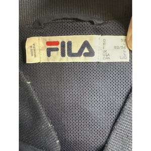 Giacca a vento vintage Fila da uomo, blu, con mezza zip, foderata, stile sportivo immagine 2