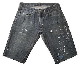 Levi's 559 Shorts Mens 34 Blue Relaxed Paint Splatter Cut Off Denim Jorts Y2K