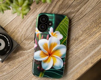 Plumeria Flower Phone Case, Floral Protective Phone Cover