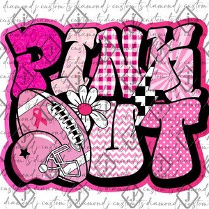 Pink Out, Football, Breast Cancer Awareness, Retro Pink Out, We Wear Pink, Breast Cancer Football, Cancer PNG, Sublimation, Png, Dtf, Dtg