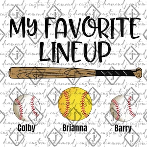 Mi alineación favorita, béisbol y softbol personalizados, béisbol y softbol personalizados, tema de béisbol, espíritu de béisbol y softbol, regalo para abuelos