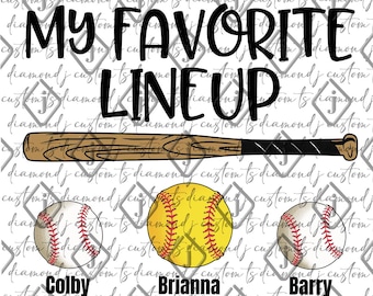 My Favorite Lineup, Personalized Baseball Softball, Custom Baseball Softball, Baseball Theme, Baseball Softball Spirit, Gift for Grandparent
