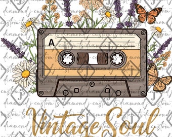 Vintage Soul Cassette Tape, Retro Cassette, Vintage Soul, Digital Design, T-shirt , Mug Design, Birthday Gift, PNG, Sublimation, Dtf, Dtg