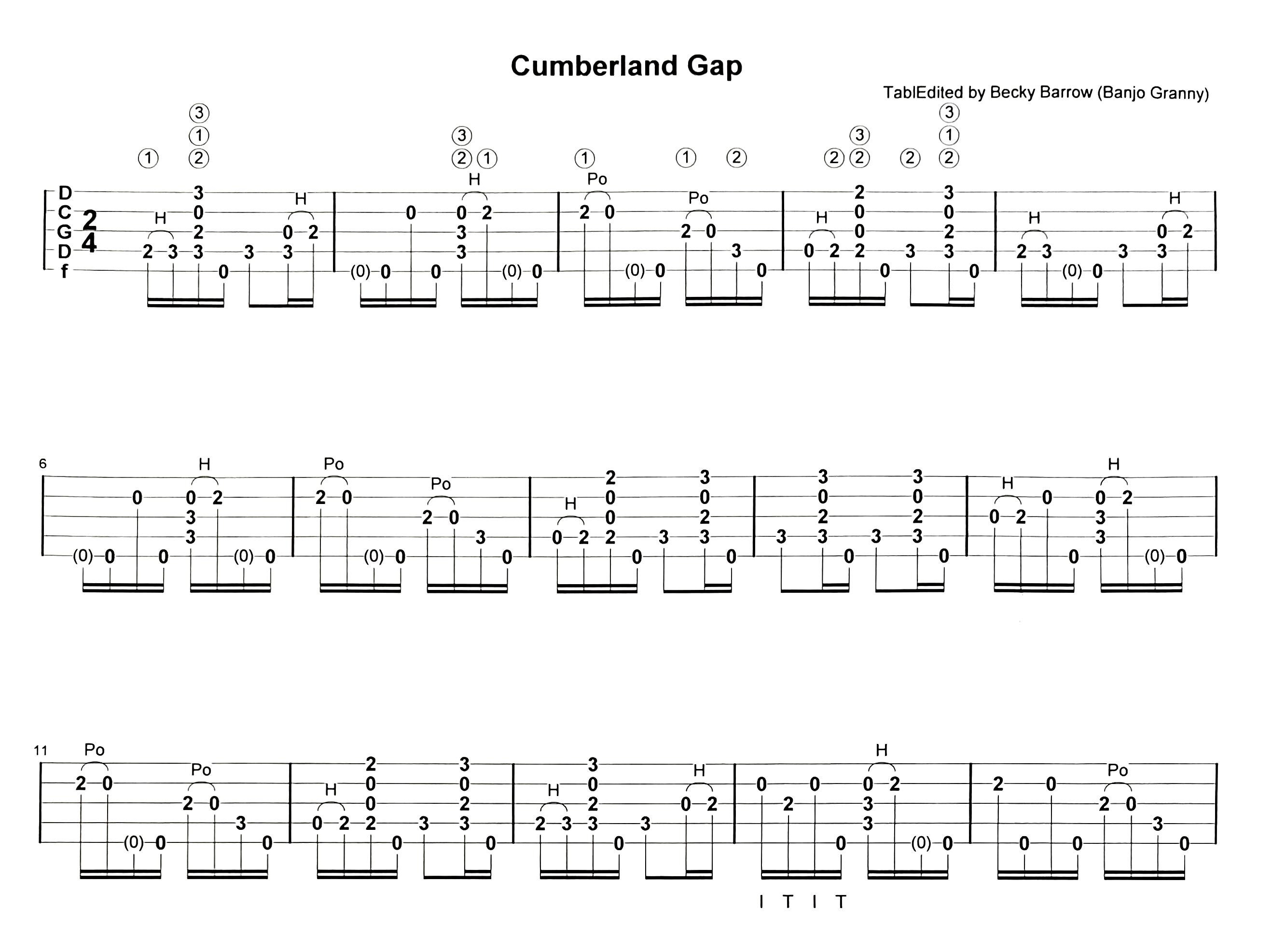 Cumberland Gap clawhammer tab