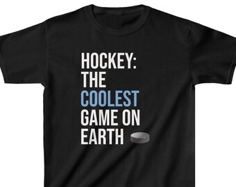 hockeyt-shirt kinder, Hockey The Coolest Game On Earth zwaar katoenen kindershirt, hockeyt-shirt jeugd, hockeyt-shirt voor jongens, hockeyt-shirt meisjes
