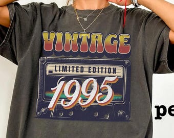 Camiseta vintage de 30.º cumpleaños con colores cómodos, regalo personalizado de edición limitada, camiseta retro personalizada, camiseta unisex teñida.