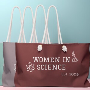 女性科学者カスタムバッグ、女性科学者用バッグ、科学者用バッグ、女性科学者へのギフト、科学学生へのギフト、科学卒業生へのギフト