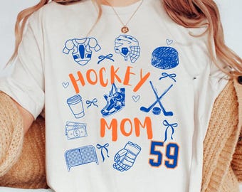 Custom Number Hockey Mom Comfort Colors t-shirt, Hockey Mom tshirt, Gift for Hockey Moms, Team Spirit Apparel, Custom Number, Gift for mom