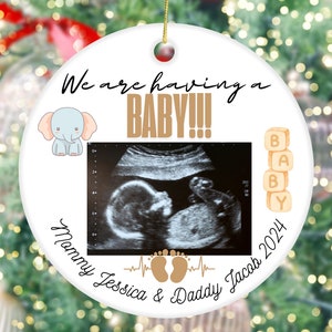 Custom Baby Ultrasound Photo Ornament, Ceramic Decoration Ornament, Gift for Expecting Mom, Parents, Nursery Decor, Pregnancy Keepsake