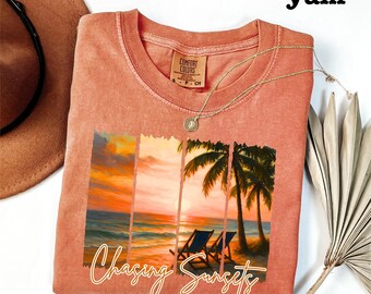 Camiseta Coconut Girl Sunset Comfort Colors, camiseta de estética playera, camiseta de playa para vacaciones de verano, vibraciones saladas, camiseta de moda de verano, camiseta para niñas