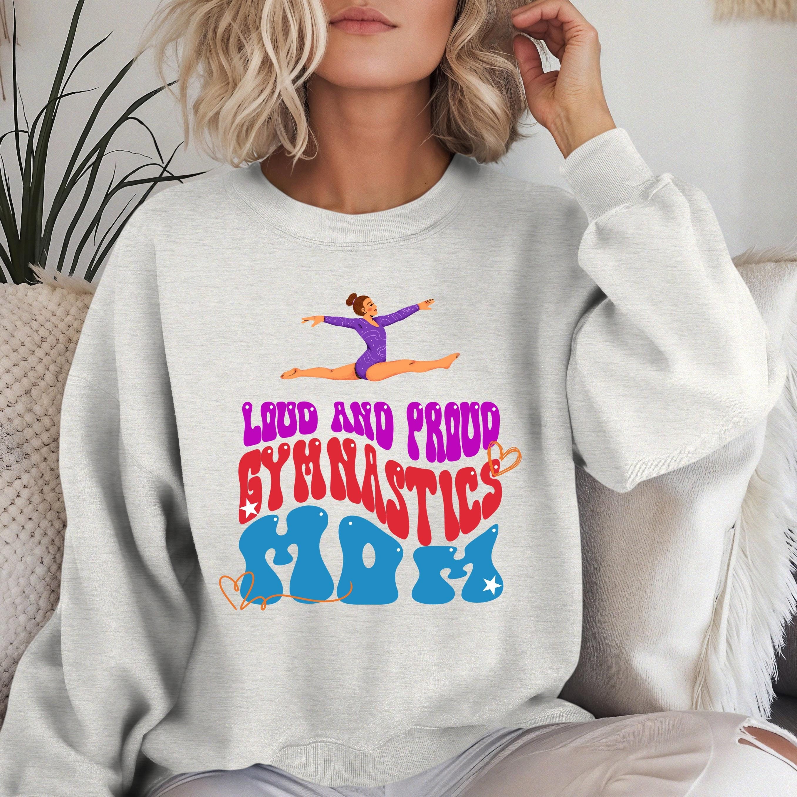Personalized Gymnastics Mom Sweatshirt, LOUD AND PROUD, Gymnastic Mom, Gymnastic shirt, Vibrant Colors, Mom Sweatshirt, sport mom apparel