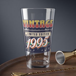 Custom Year Birthday Beer Glass, Limited Edition Vintage Distressed Style Pint Glass, 30th birthday Pint Glass, custom 40th birthday gift