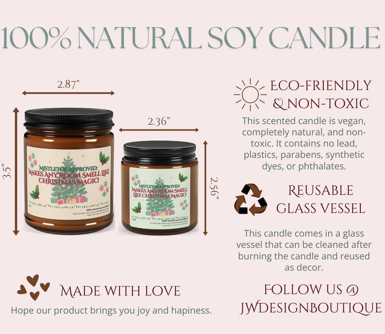 Christmas Candle, Mistletoe, Christmas Tree, Smell Like Christmas Magic, Holiday Candle, Cozy