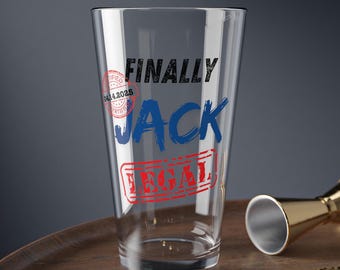 Custom 21st Birthday Beer Glass, 21 Finally legal Pint Glass, 21st birthday gift, funny gift for him her, personalized 21 gift, mixing glass