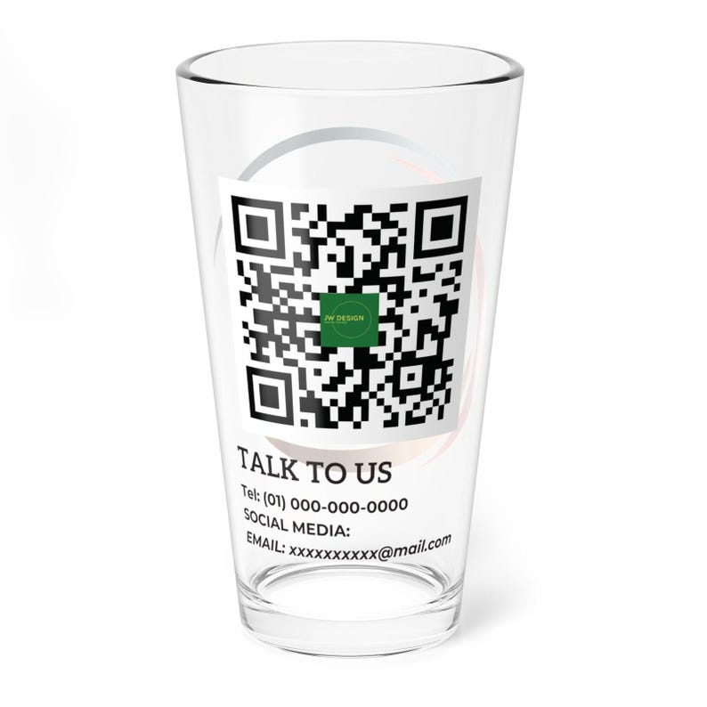 Custom Business Logo QR Code Beer Glass, QR Code Glass, Business ...