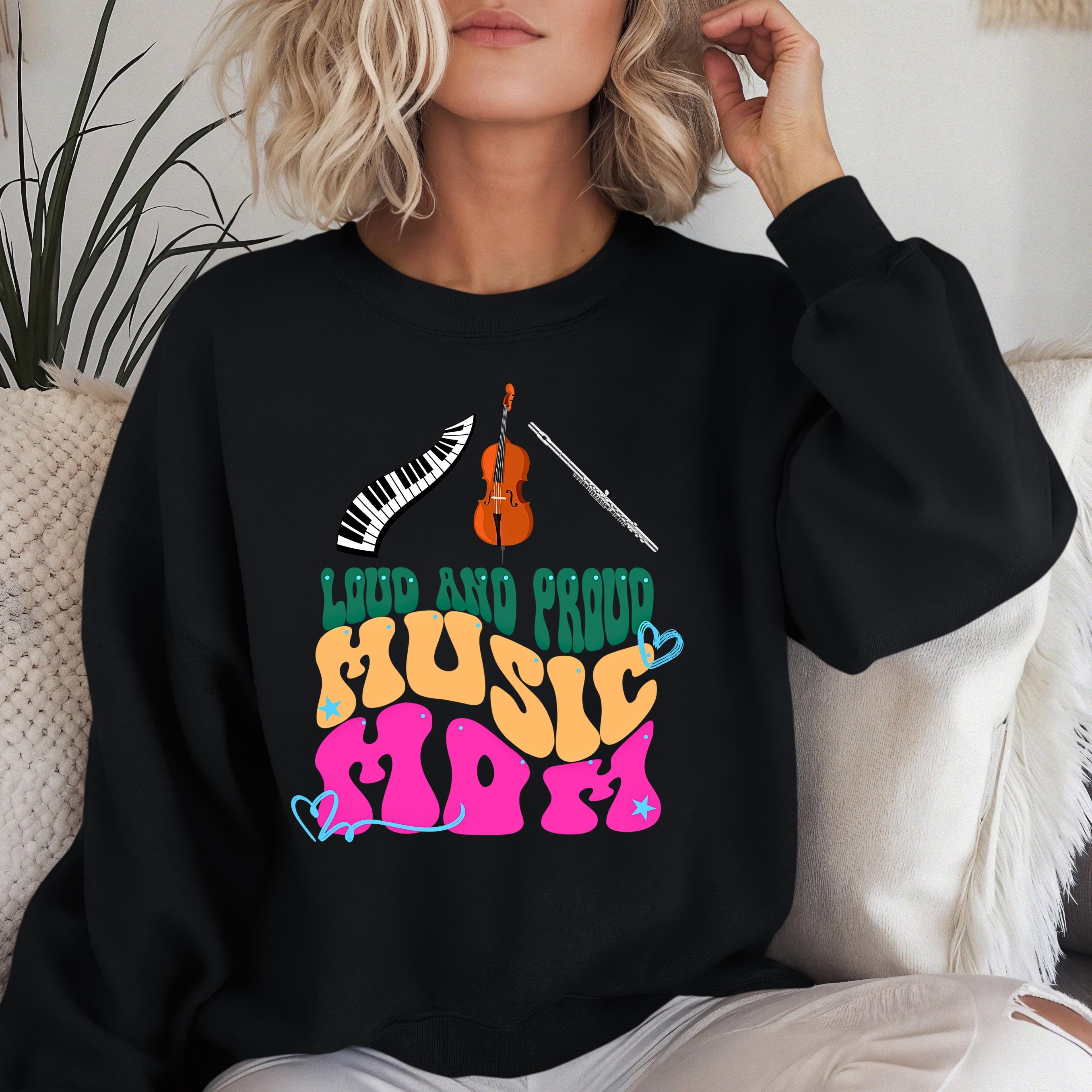 Personalized Music Mom Sweatshirt, Custom Proud Mom shirt, Custom Musical Instruments, Gift for Music Teachers, Musicians, Proud Moms