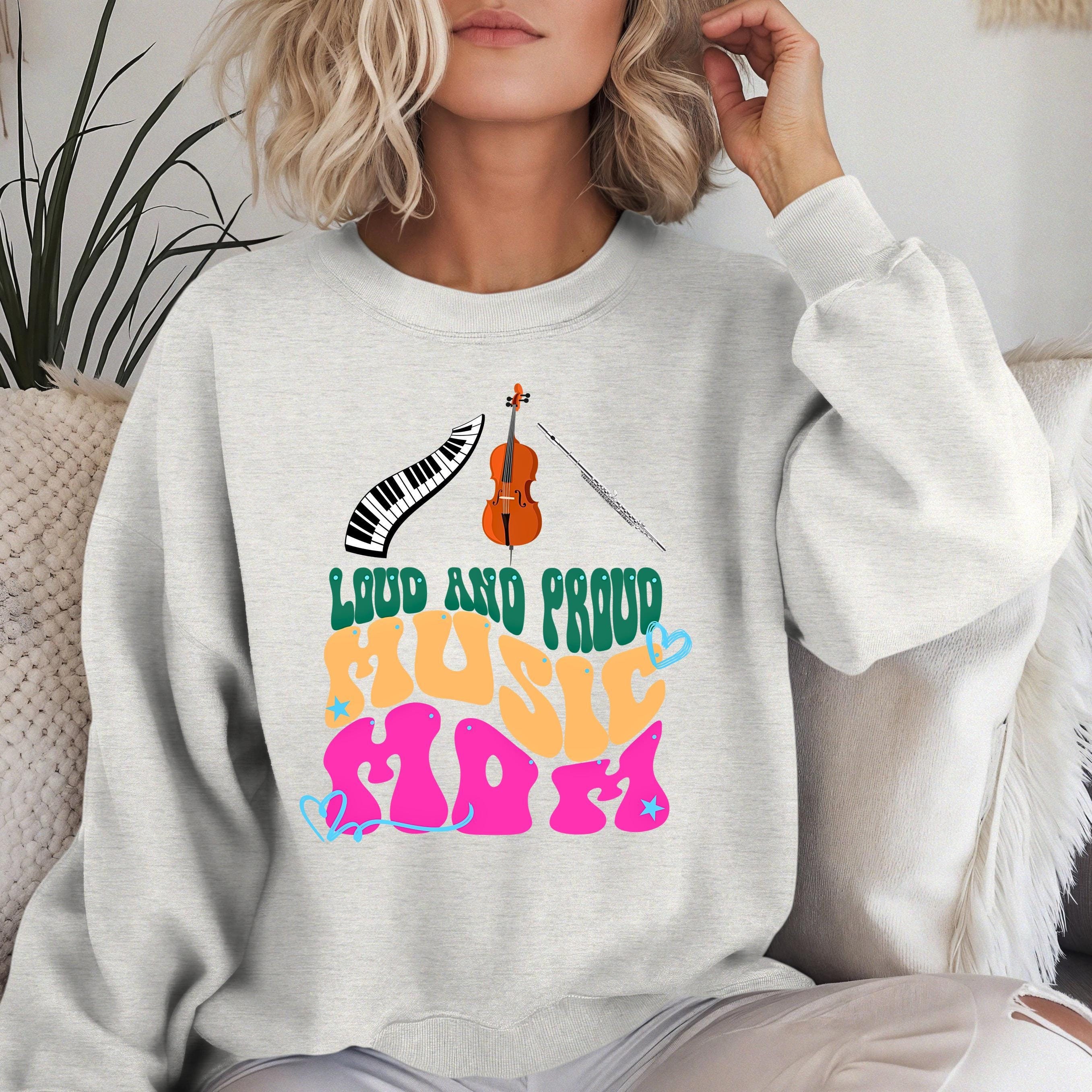 Personalized Music Mom Sweatshirt, Custom Proud Mom shirt, Custom Musical Instruments, Gift for Music Teachers, Musicians, Proud Moms