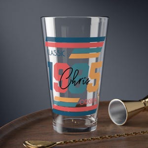 Custom Name Year Birthday Beer Glass, 40th birthday Pint Glass, Classic Original Birthday Pint Glass, retro style personalized birthday gift