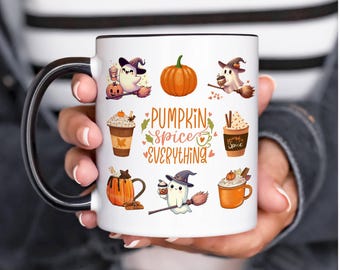 Halloween Mug, Pumpkin Spice Everything Mug, Cute Ghosts Pumpkins Pumpkin Spice Latte, Cozy Fall Coffee Mug, Warm Comfort Colors, Fall Mug
