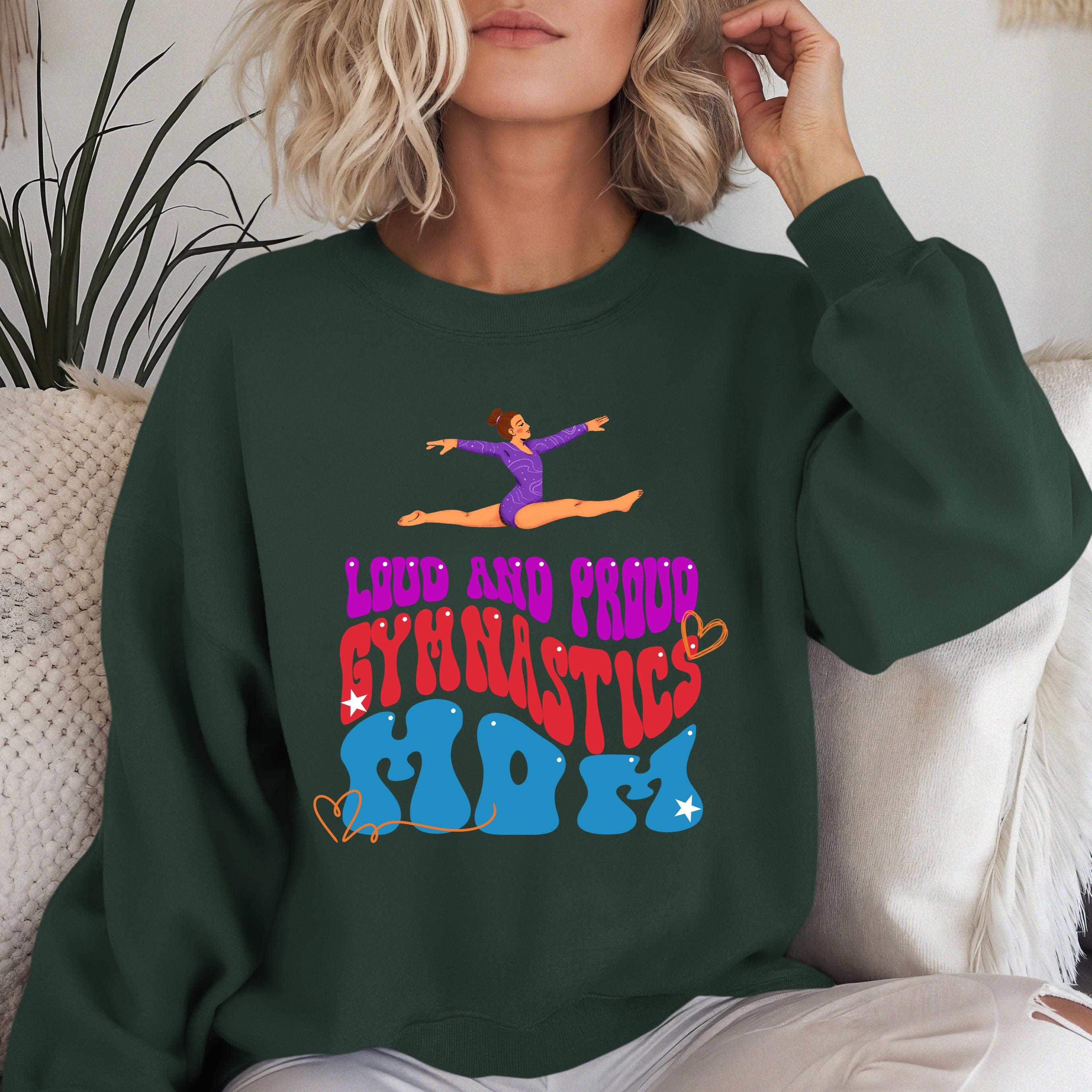 Personalized Gymnastics Mom Sweatshirt, LOUD AND PROUD, Gymnastic Mom, Gymnastic shirt, Vibrant Colors, Mom Sweatshirt, sport mom apparel