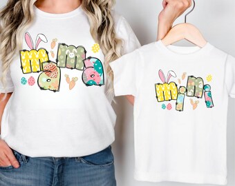 Maglietta coordinata mini mamma di Pasqua, maglietta carina abbinata mamma e me di Pasqua, maglietta con le uova del coniglietto di Pasqua, magliette mamma e mini, maglietta abbinata eater