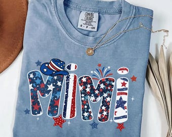 4. Juli Mimi Comfort Colors T-Shirt, amerikanische Oma T-Shirt, bemaltes US-T-Shirt, American Mimi, Stars Stripes USA Flagge Shirts