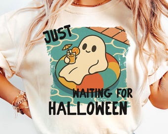 Summerween Comfort Colors-shirt, zomer schattig spook, Spooky Summer Vintage T-shirt, Beach Vibes-shirt, Halloween Ghost-shirt, leuk Halloween-T-shirt
