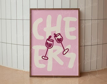 cartel de aplausos / cartel de carrito de bar de moda / impresión de copas de vino / cartel de cóctel / letrero de aplausos / arte del carrito de bar / impresión digital