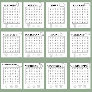 Kids Word Searches, USA 50 states pack // Printable Puzzles image 3