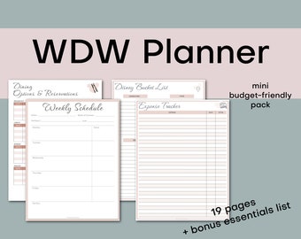 WDW Planner (fillable) // Printable Checklists & Worksheets