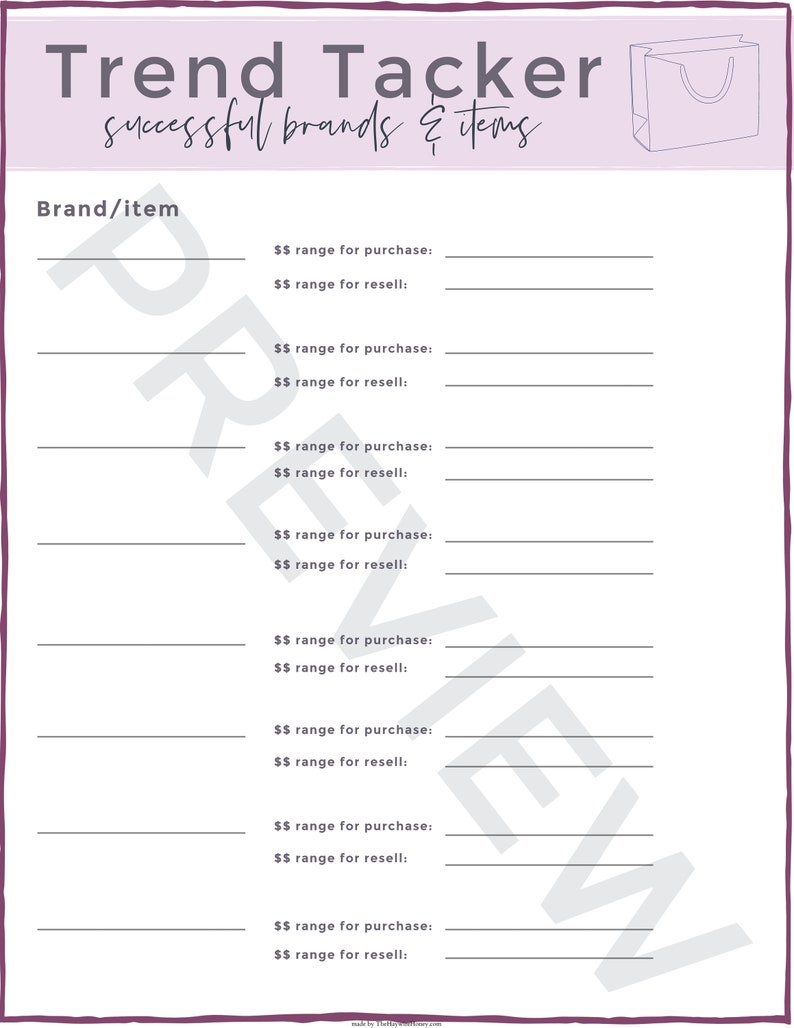 Reseller Printable Packet in Purple // Poshmark Tracking - Etsy