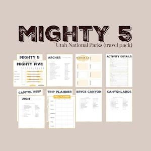 Mighty Five - Utah National Parks - Travel Planner Pack // Printable pages, yellow