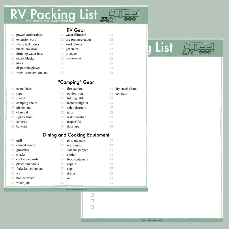 RV Life Packet editable / fillable // Printable Checklists & Worksheets image 3