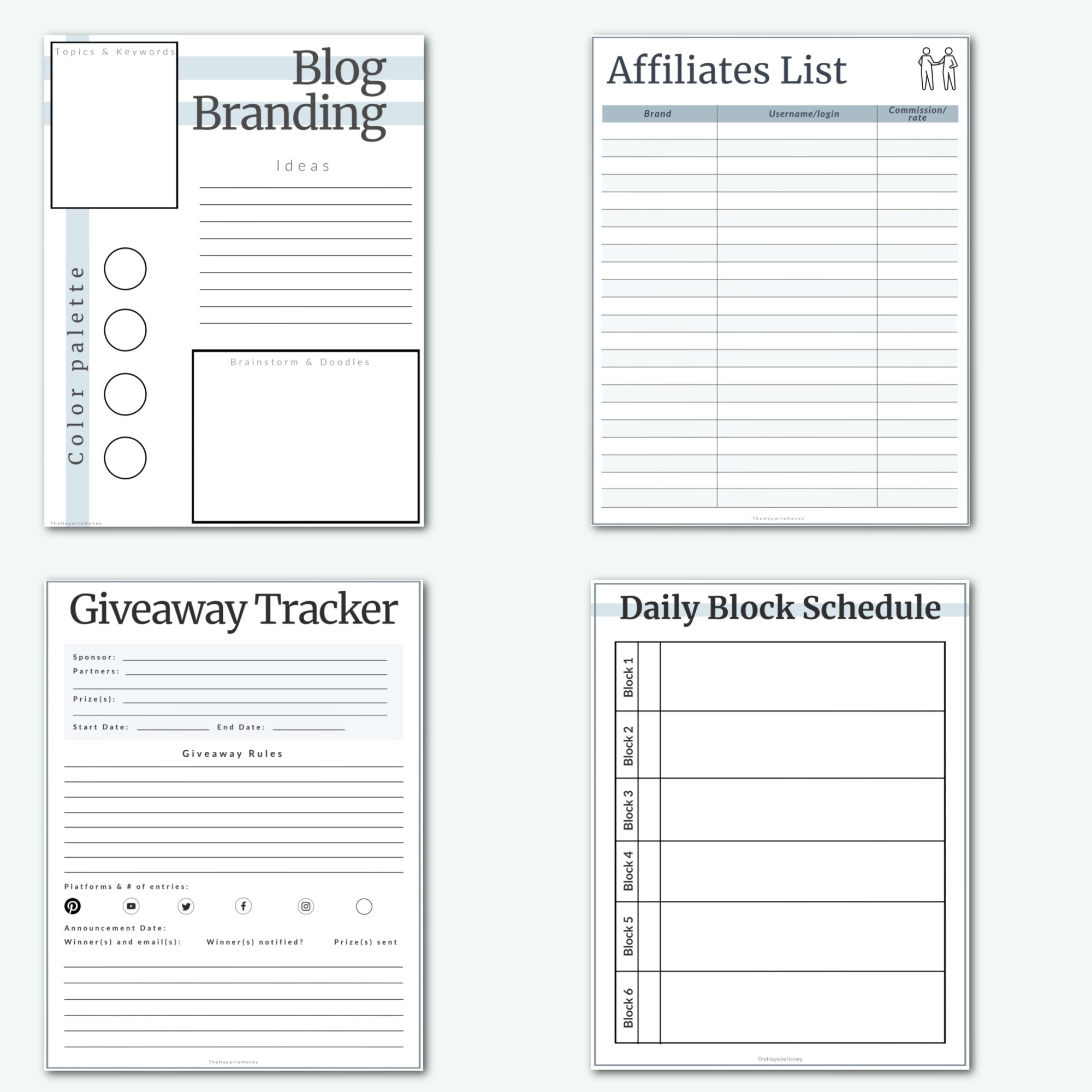 Blogger Planning Pages fillable / Editable //PDF Printable Checklists ...