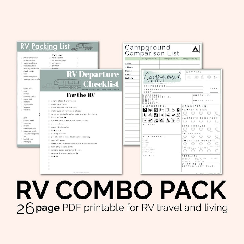 RV Trip & RV Life Worksheets fillable / editable // rv living, printable worksheets image 1