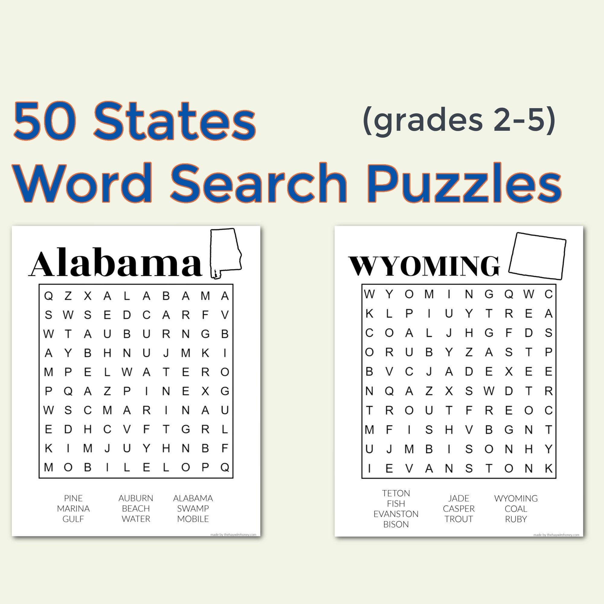 kids word searches usa 50 states pack printable puzzles etsy